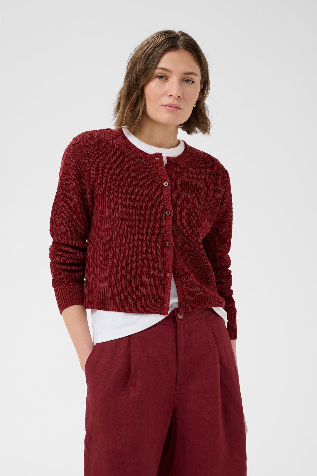 Cardigan en lin Gigia – Boutonné en maille légère