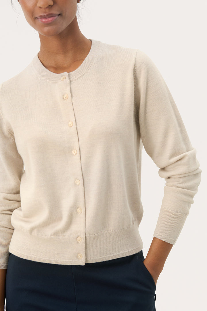 Cardigan en tricot de laine certifiée Noelani - Avec encolure ronde