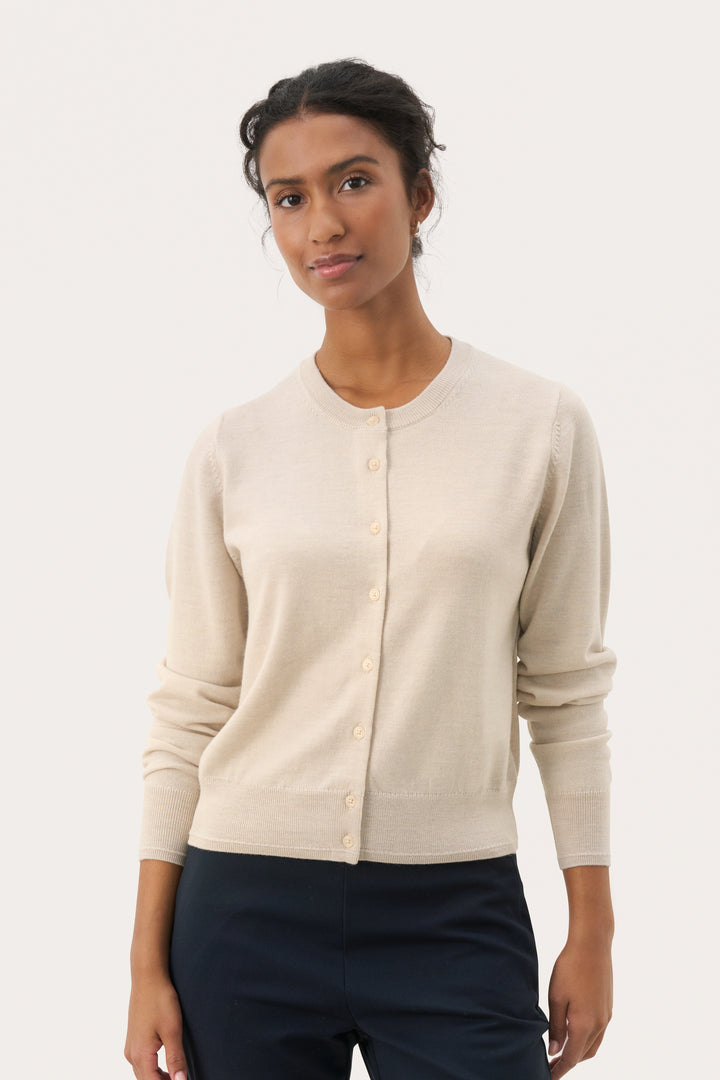 Cardigan en tricot de laine certifiée Noelani - Avec encolure ronde