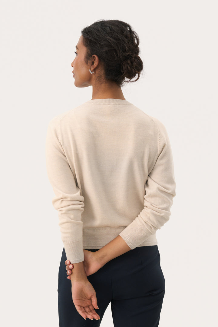 Cardigan en tricot de laine certifiée Noelani - Avec encolure ronde