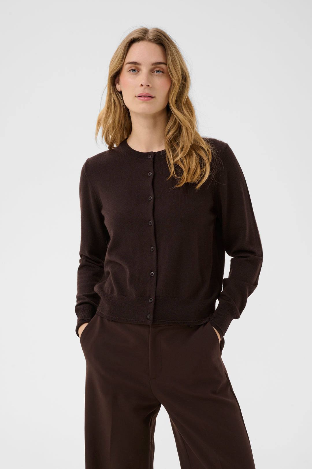 Cardigan en tricot de laine certifiée Noelani - Avec encolure ronde