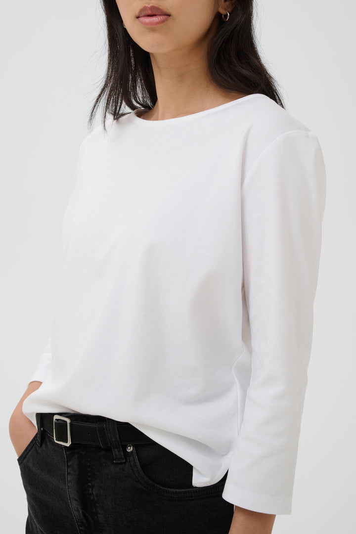Chandail en coton biologique Nela - Avec col bateau et manches trois-quarts