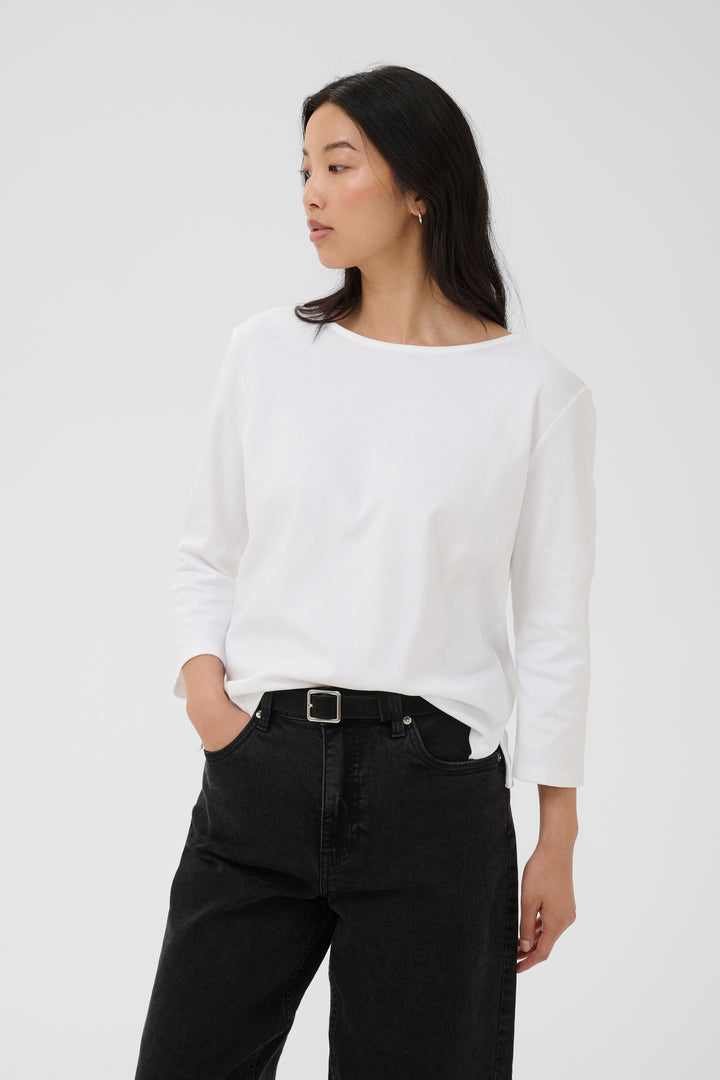 Chandail en coton biologique Nela - Avec col bateau et manches trois-quarts