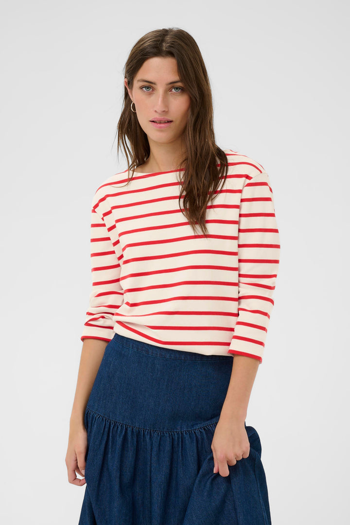 Chandail rayé à manches trois-quarts Nela