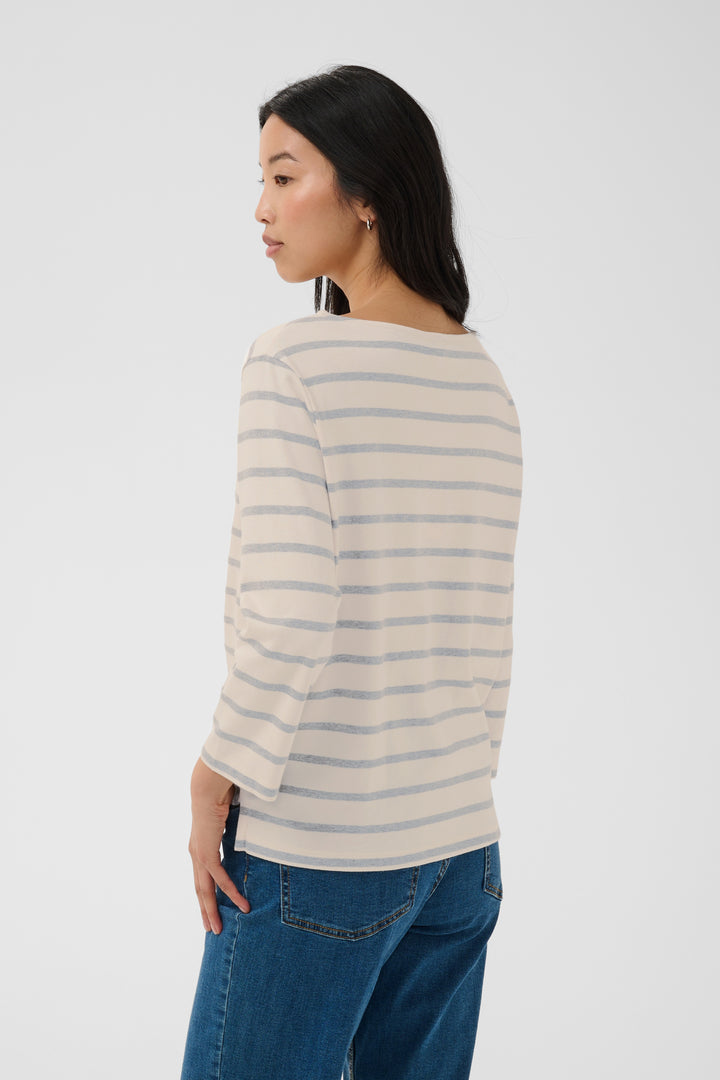 Chandail en coton biologique Nela - Avec col bateau et manches trois-quarts