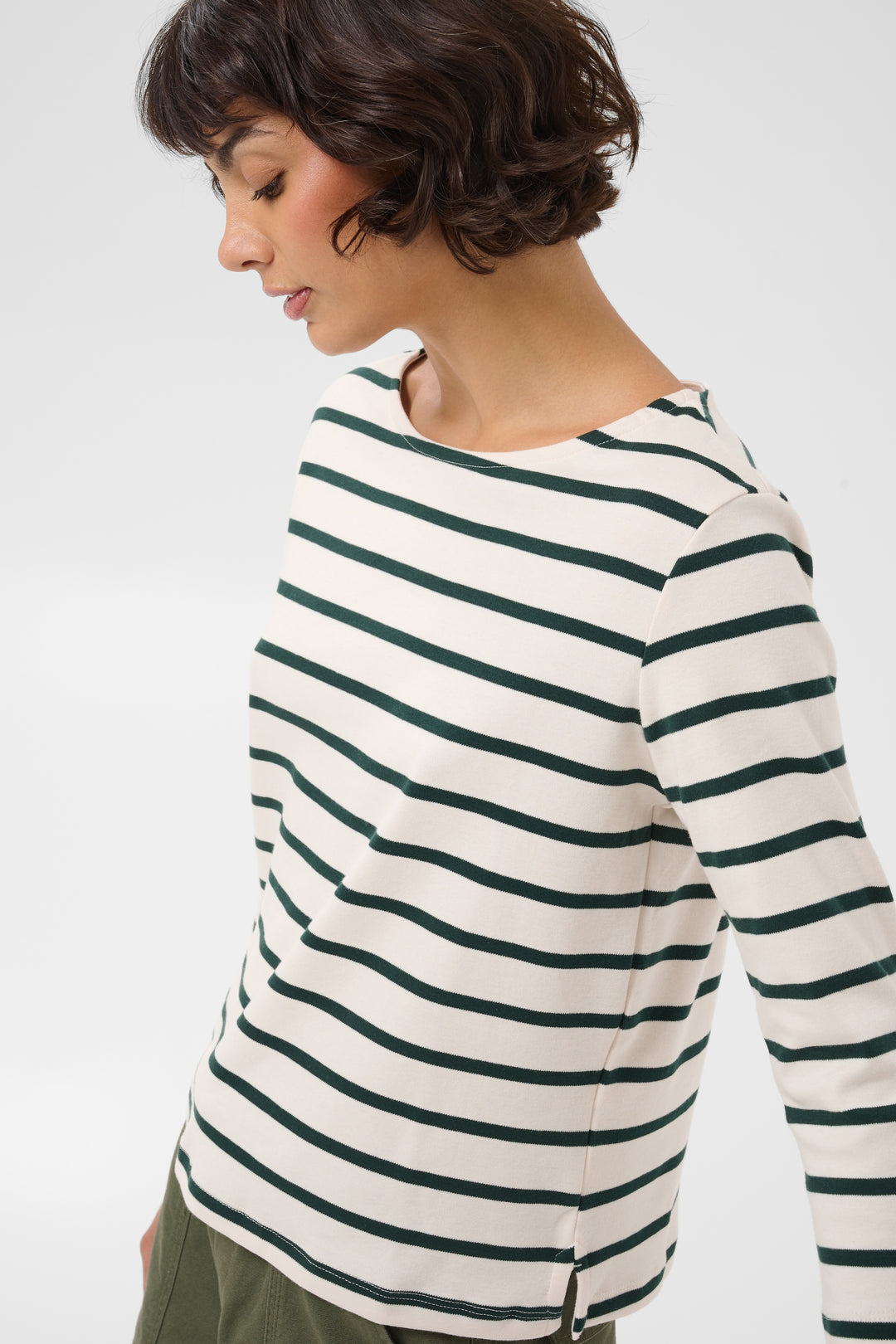 Chandail en coton biologique Nela - Avec col bateau et manches trois-quarts