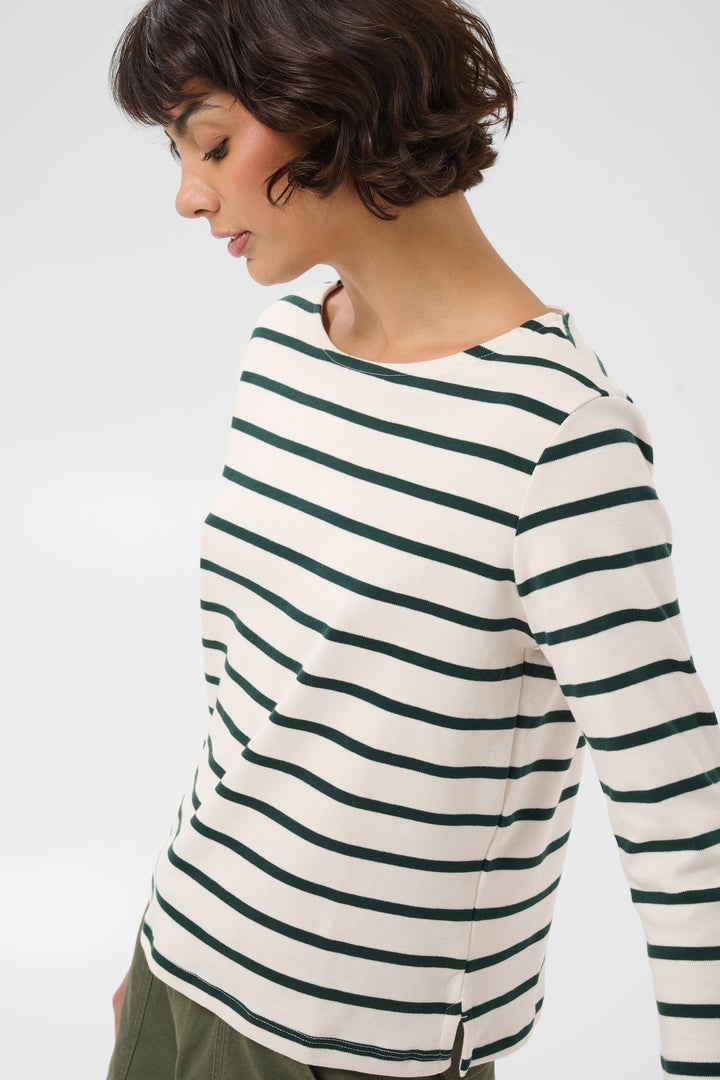 Chandail en coton biologique Nela - Avec col bateau et manches trois-quarts