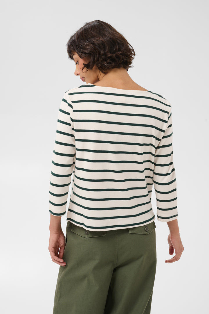 Chandail en coton biologique Nela - Avec col bateau et manches trois-quarts