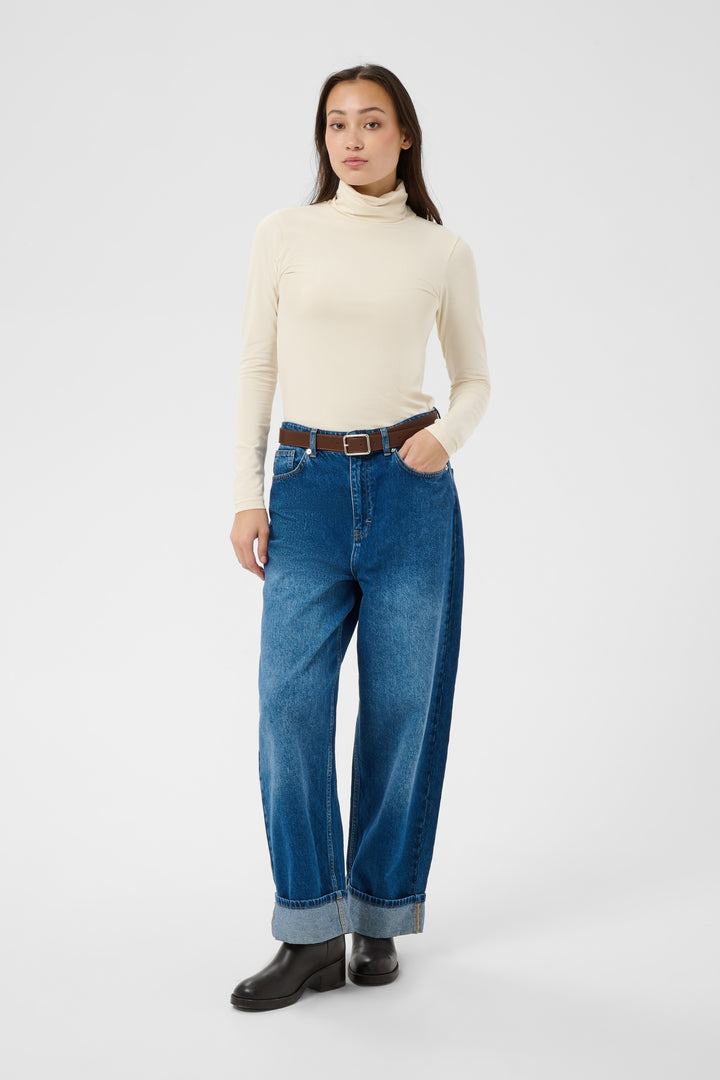 Haut ajusté en modal TENCEL™ et coton biologique Efinas - Encolure haute et manches longues
