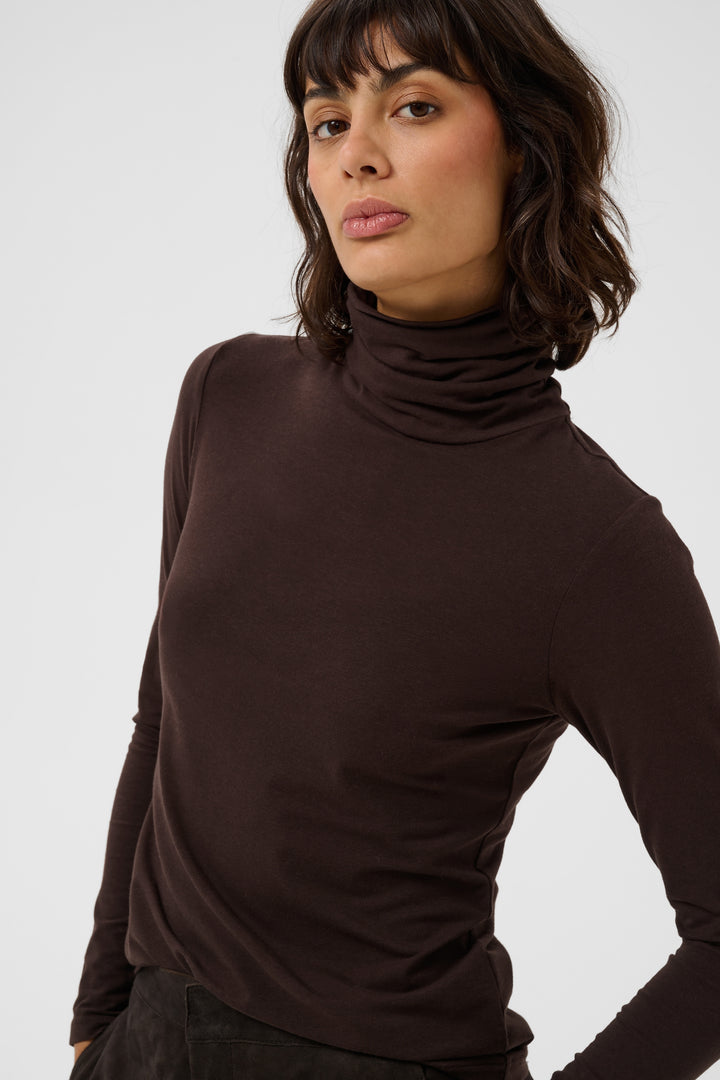 Haut ajusté en modal TENCEL™ et coton biologique Efinas - Encolure haute et manches longues