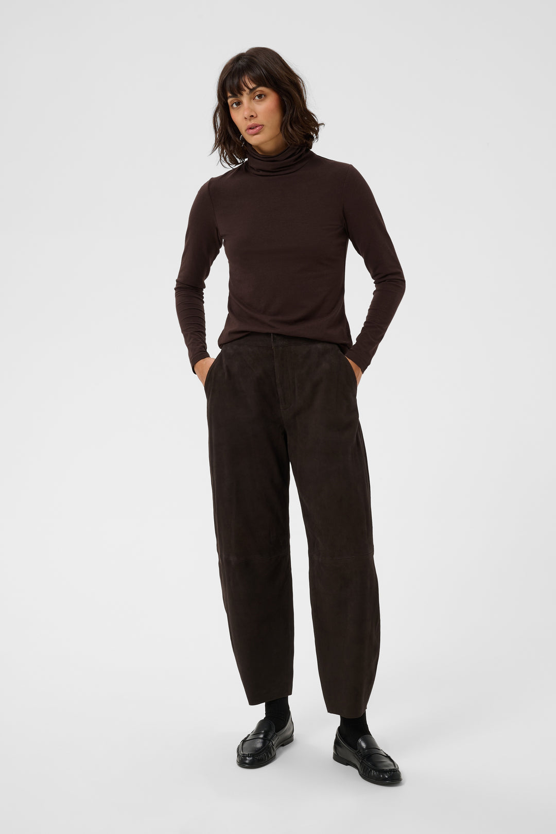 Haut ajusté en modal TENCEL™ et coton biologique Efinas - Encolure haute et manches longues