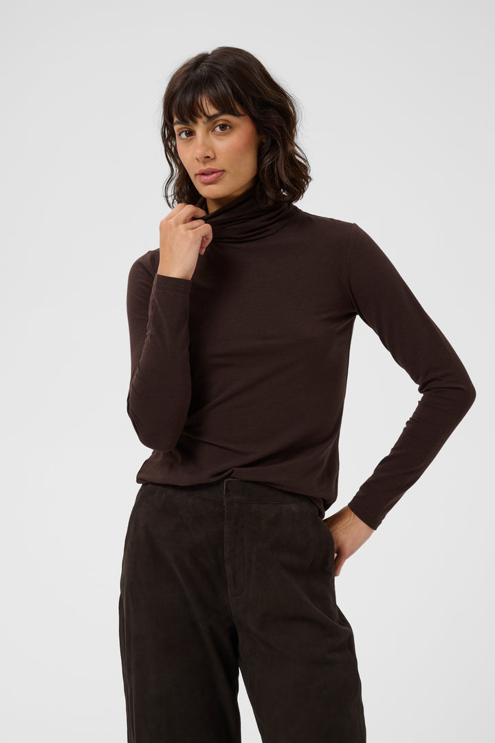 Haut ajusté en modal TENCEL™ et coton biologique Efinas - Encolure haute et manches longues