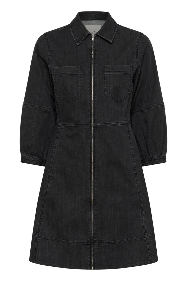 Robe en denim noir charcoal Sanni