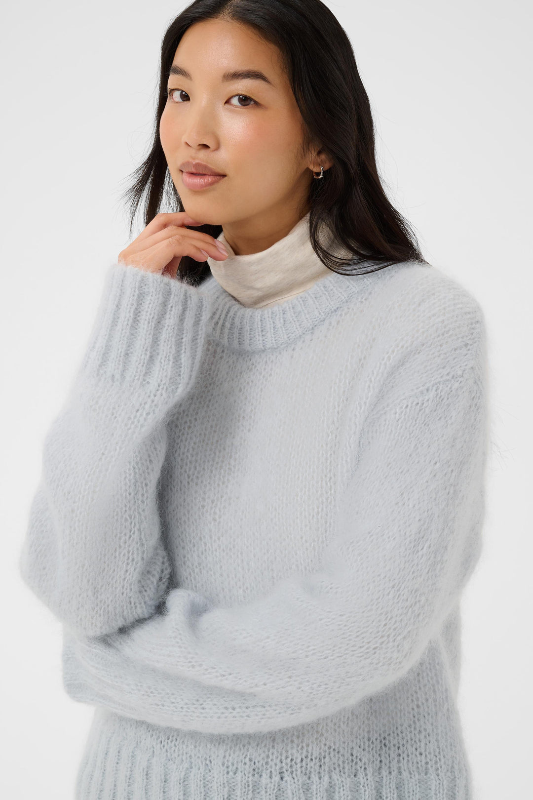 Chandail en maille de mohair et laine Sille - Avec col rond et texture douce