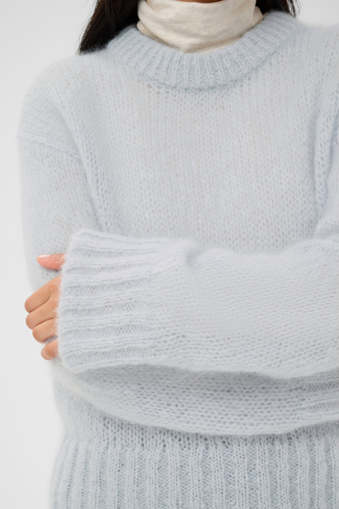 Chandail en maille de mohair et laine Sille - Avec col rond et texture douce