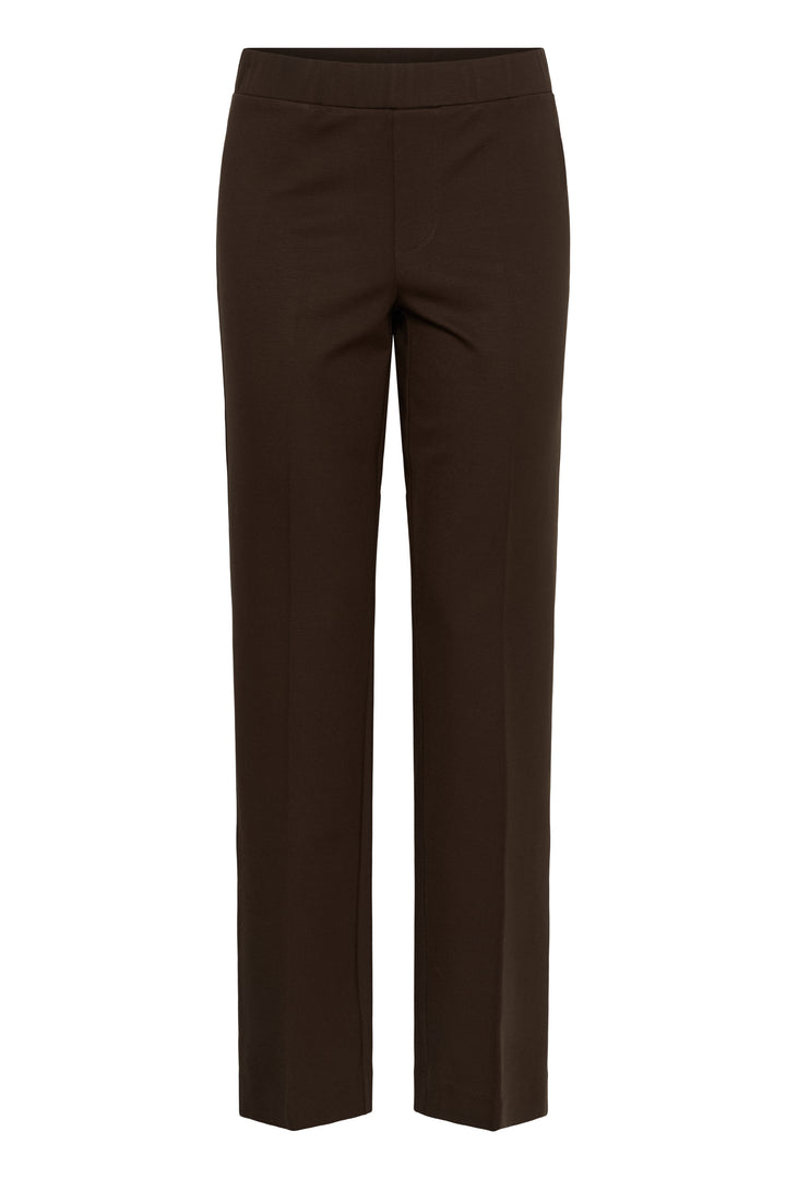 Pantalon à coupe droite en tricot extensible Ponta - Avec plis structurants et taille haute