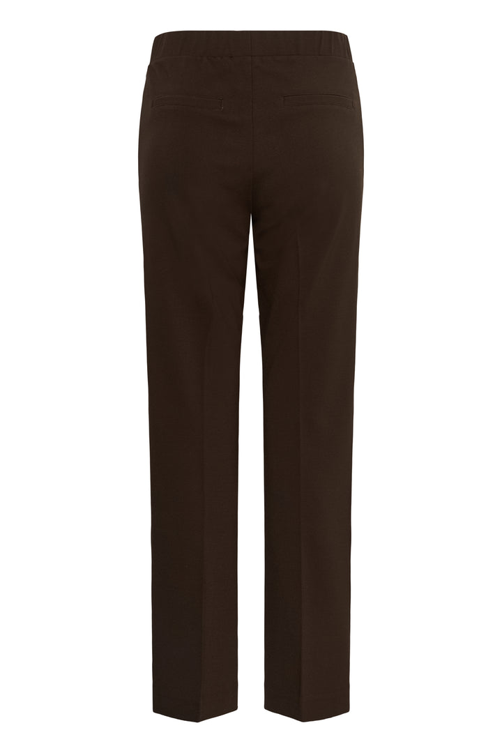 Pantalon à coupe droite en tricot extensible Ponta - Avec plis structurants et taille haute