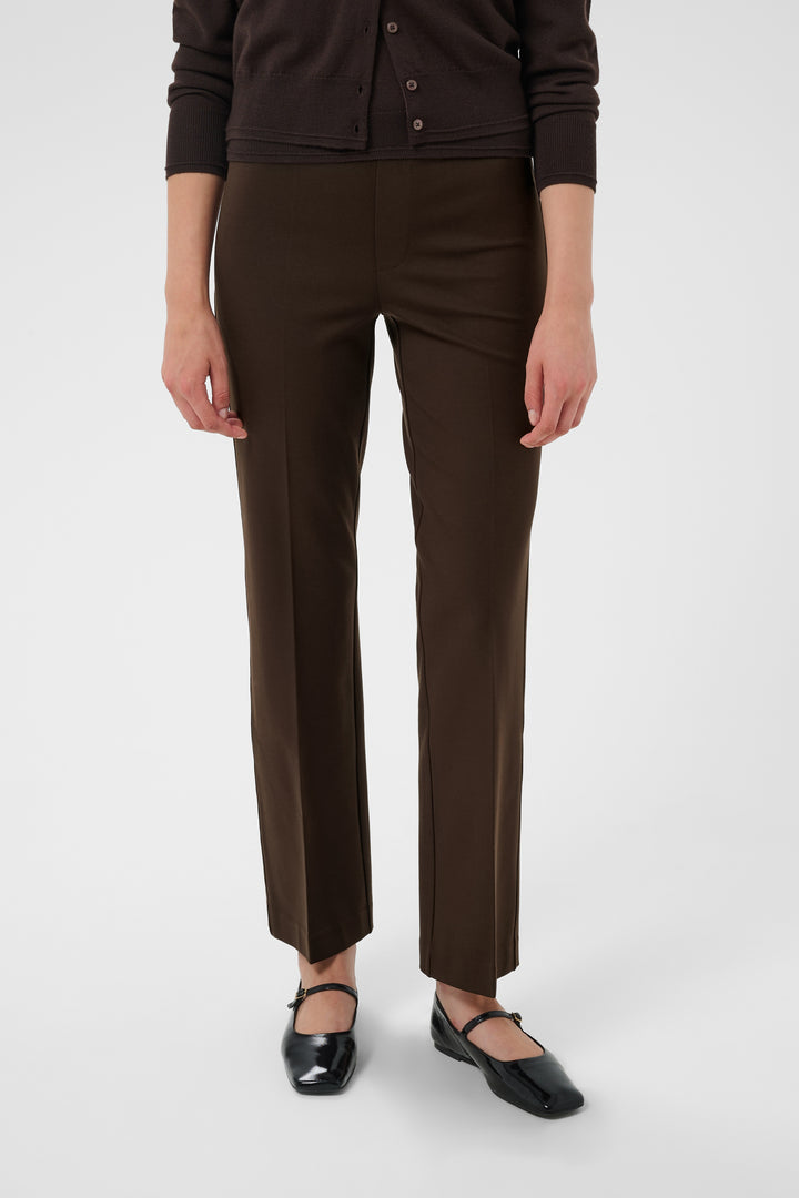 Pantalon à coupe droite en tricot extensible Ponta - Avec plis structurants et taille haute