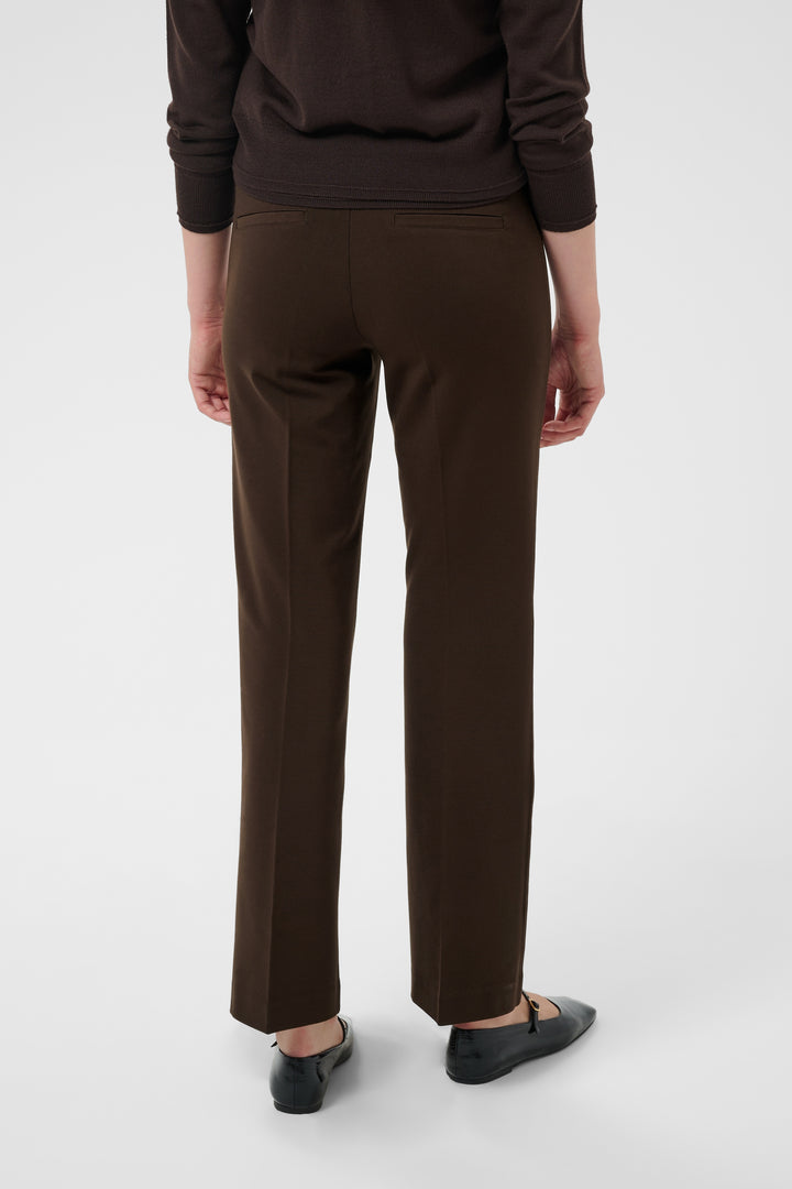 Pantalon à coupe droite en tricot extensible Ponta - Avec plis structurants et taille haute