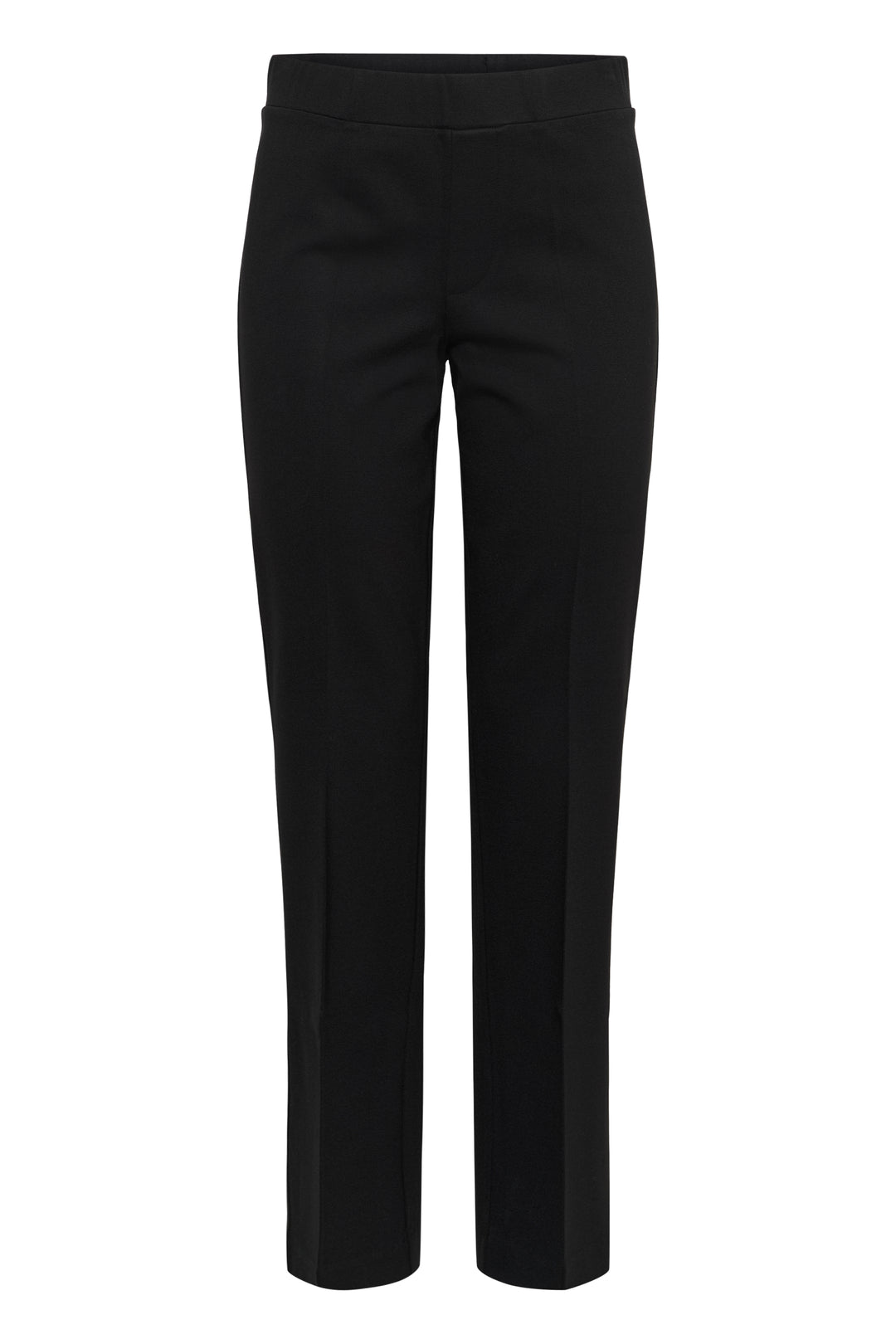 Pantalon à coupe droite en tricot extensible Ponta - Avec plis structurants et taille haute