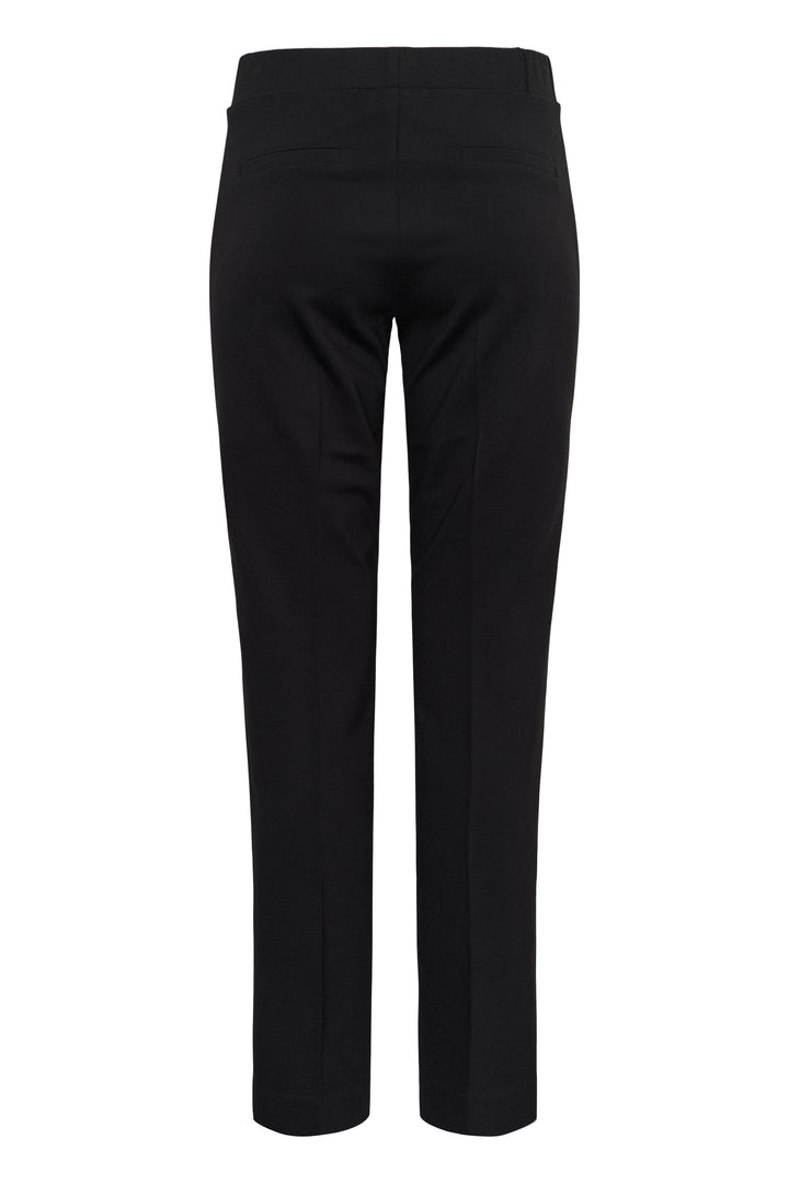 Pantalon à coupe droite en tricot extensible Ponta - Avec plis structurants et taille haute