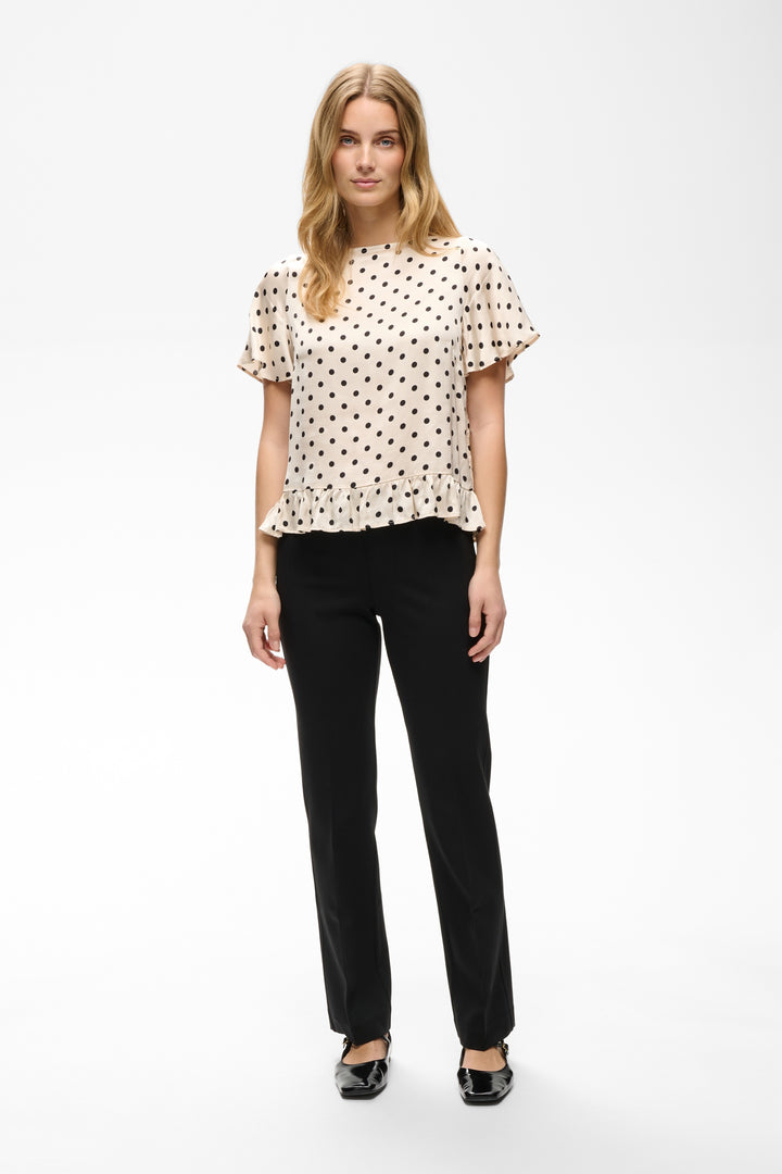 Pantalon à coupe droite en tricot extensible Ponta - Avec plis structurants et taille haute