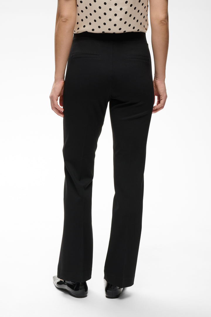 Pantalon à coupe droite en tricot extensible Ponta - Avec plis structurants et taille haute