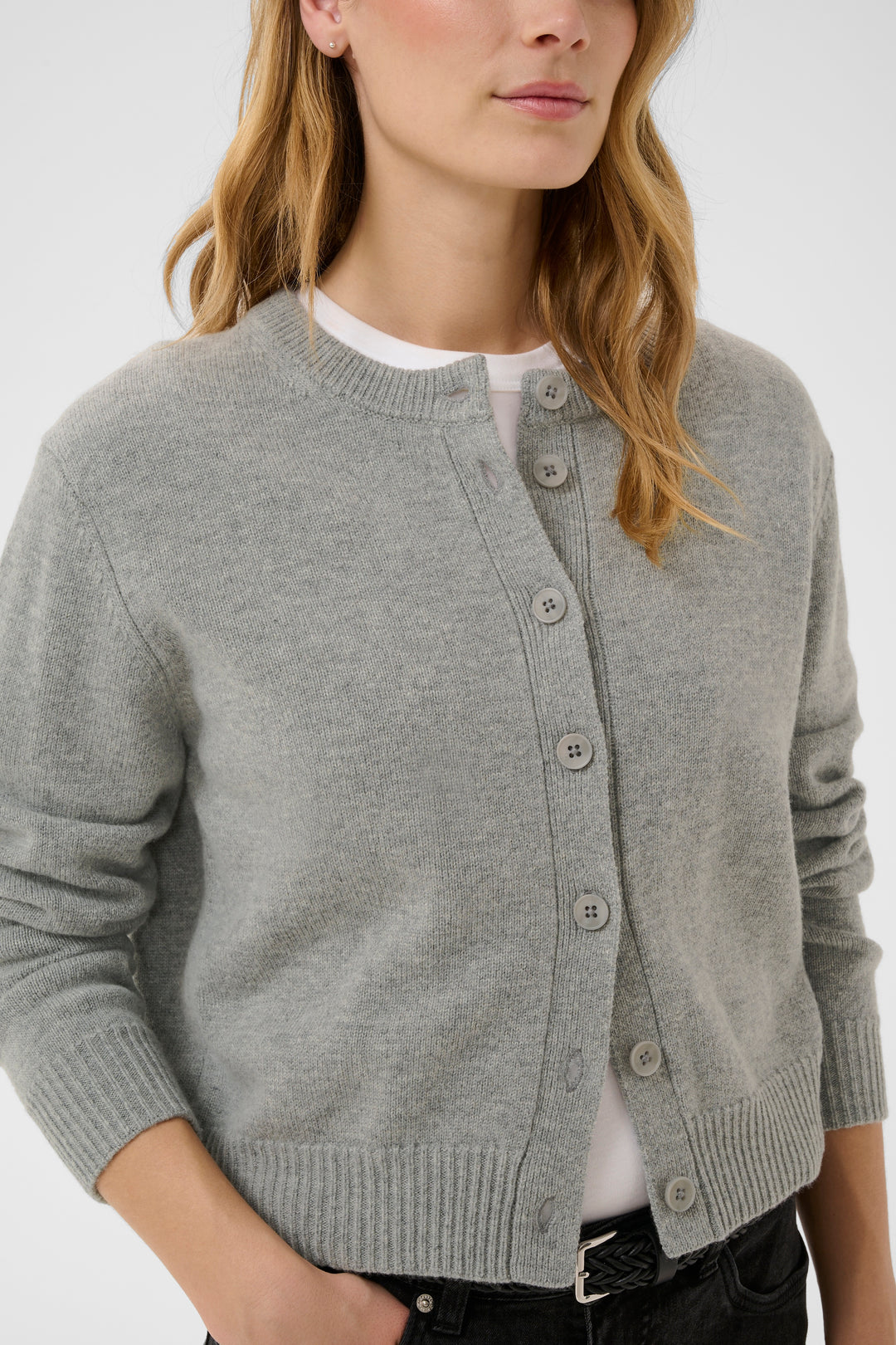 Cardigan en tricot de laine et cachemire Yalda - Boutonné avec encolure ronde