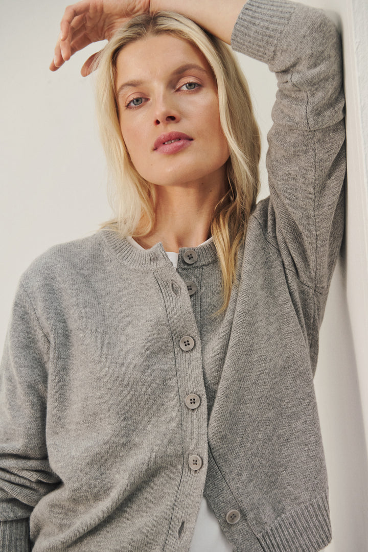 Cardigan en tricot de laine et cachemire Yalda - Boutonné avec encolure ronde
