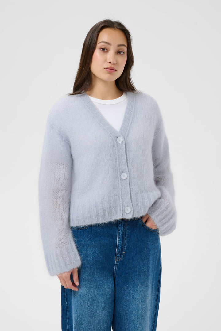 Cardigan en mohair mélangé certifié Zendaya - Boutonné à col en V