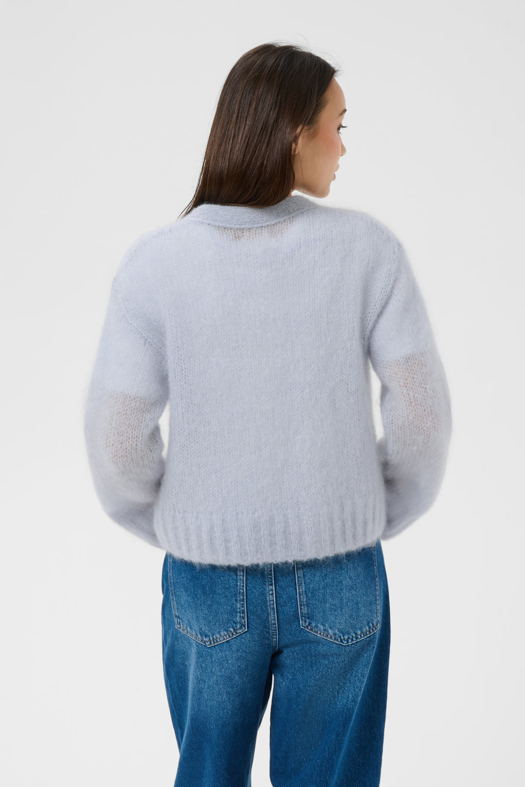 Cardigan en mohair mélangé certifié Zendaya - Boutonné à col en V