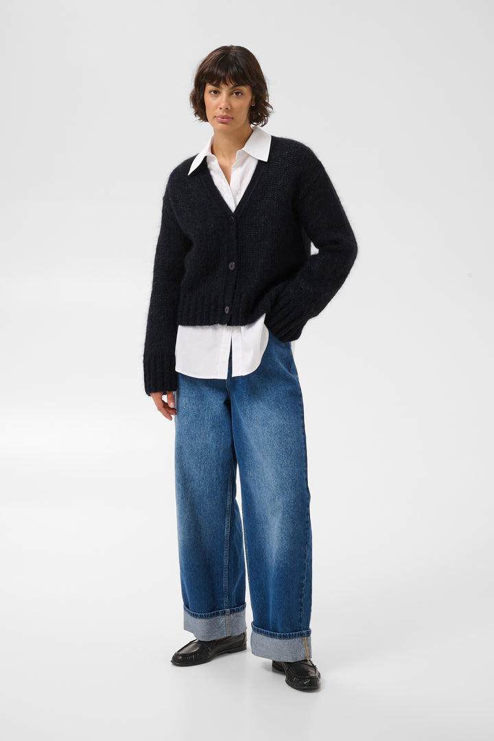 Cardigan en mohair mélangé certifié Zendaya - Boutonné à col en V