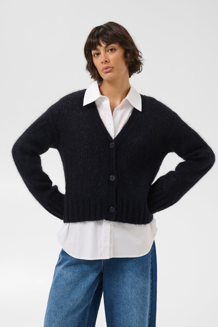 Cardigan en mohair mélangé certifié Zendaya - Boutonné à col en V