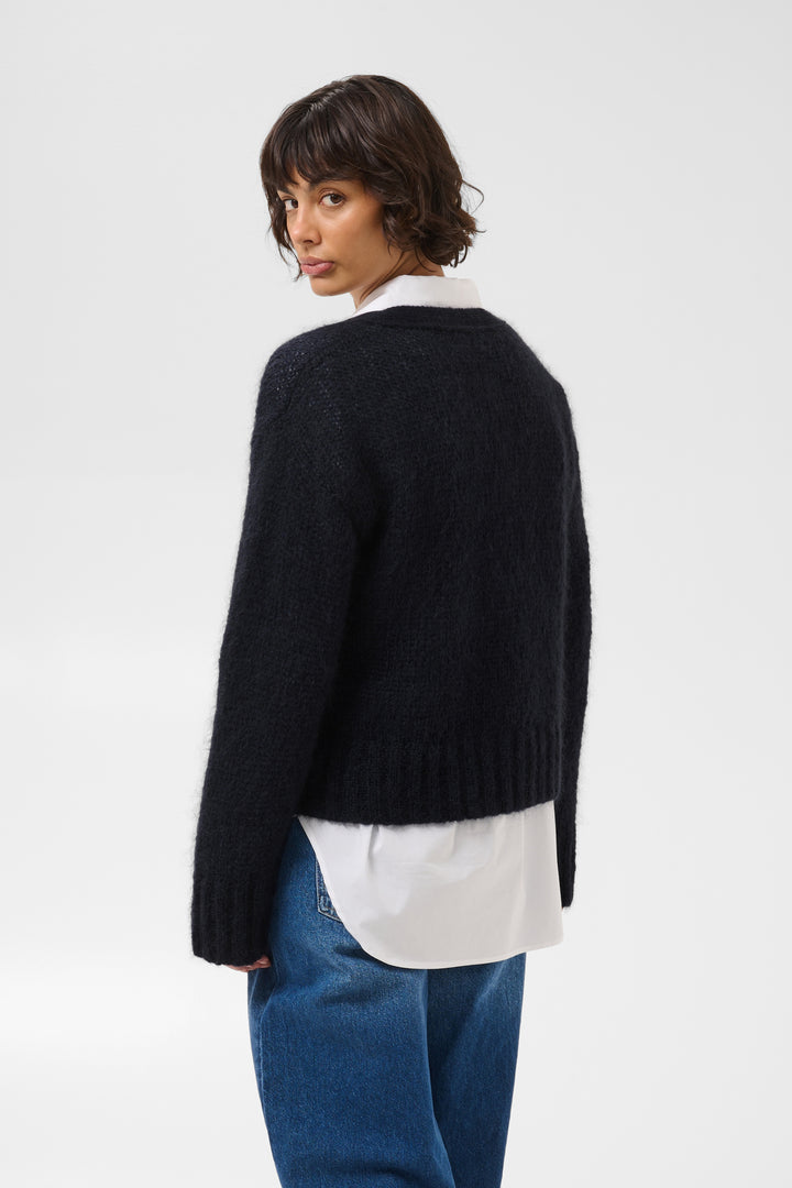 Cardigan en mohair mélangé certifié Zendaya - Boutonné à col en V