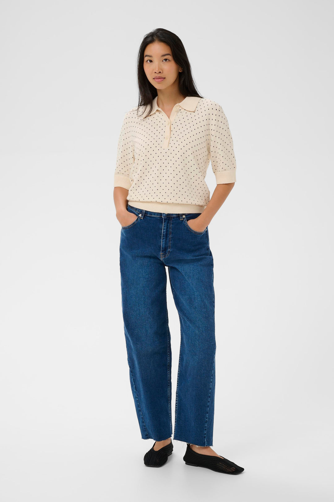 Pull à col Anetti – Tricot fluide à manches mi-longues