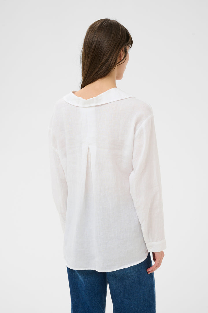 Blouse en lin Ayo – Col en V et coupe droite