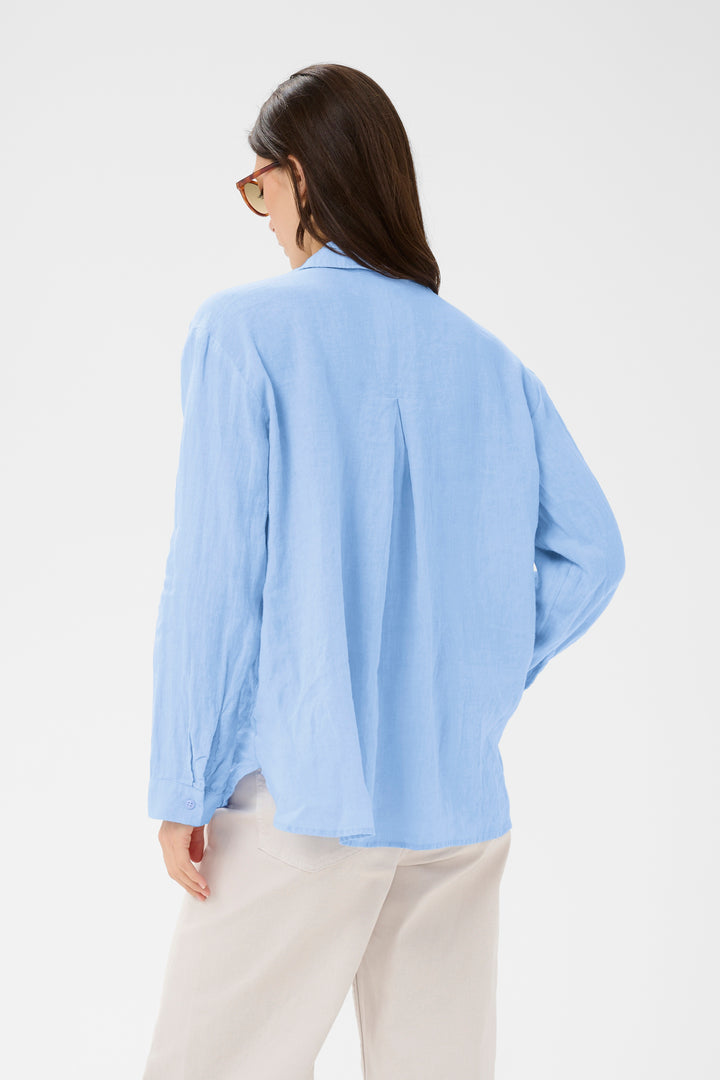 Blouse en lin Ayo – Col en V et coupe droite