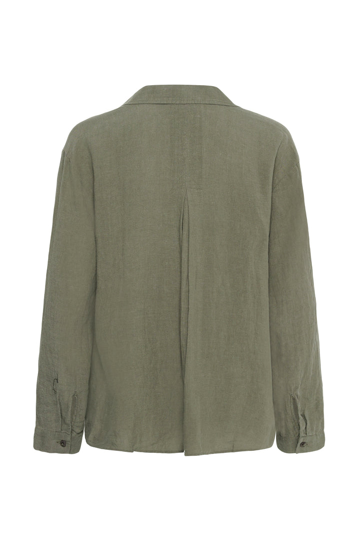 Blouse en lin Ayo – Col en V et coupe droite