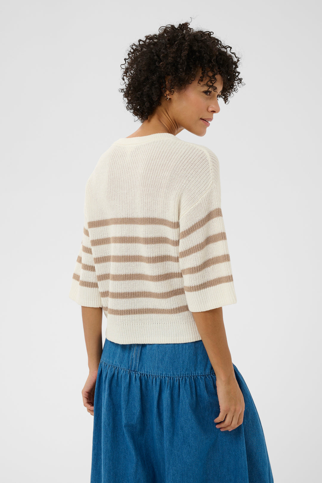 Chandail rayé en lin et coton Aliza - Tricot léger et respirant