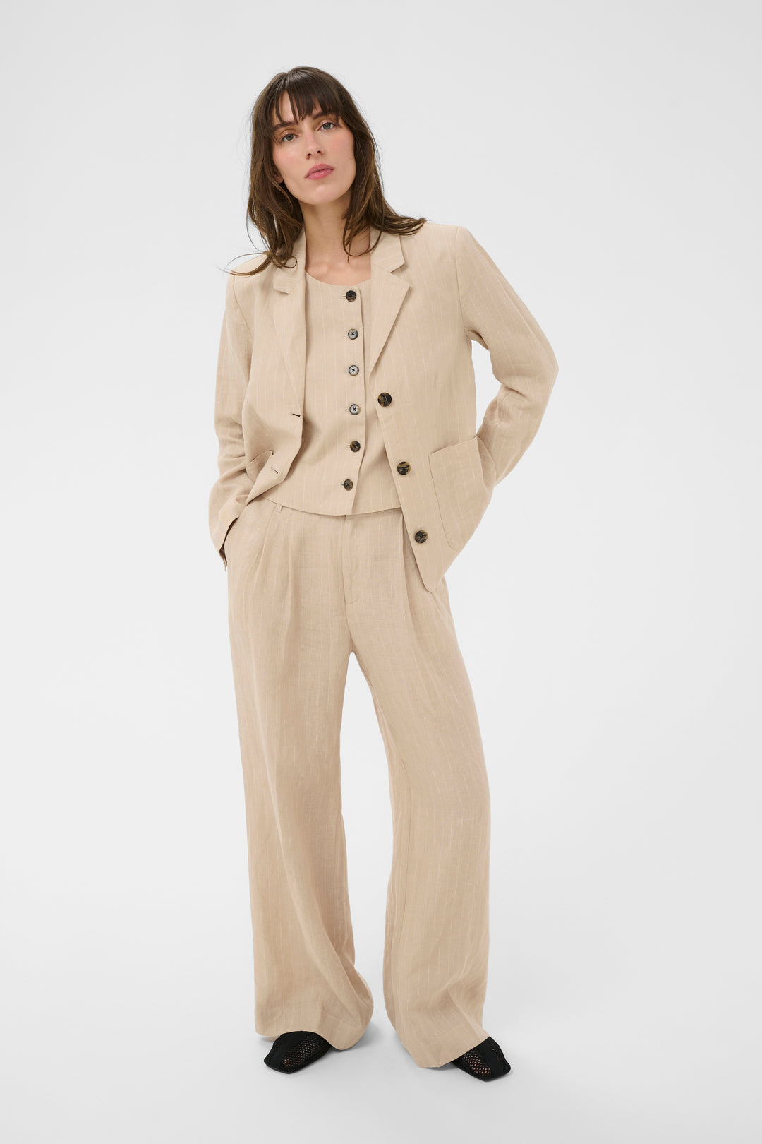 Blazer en lin à rayures Alita - Coupe ample et style décontracté