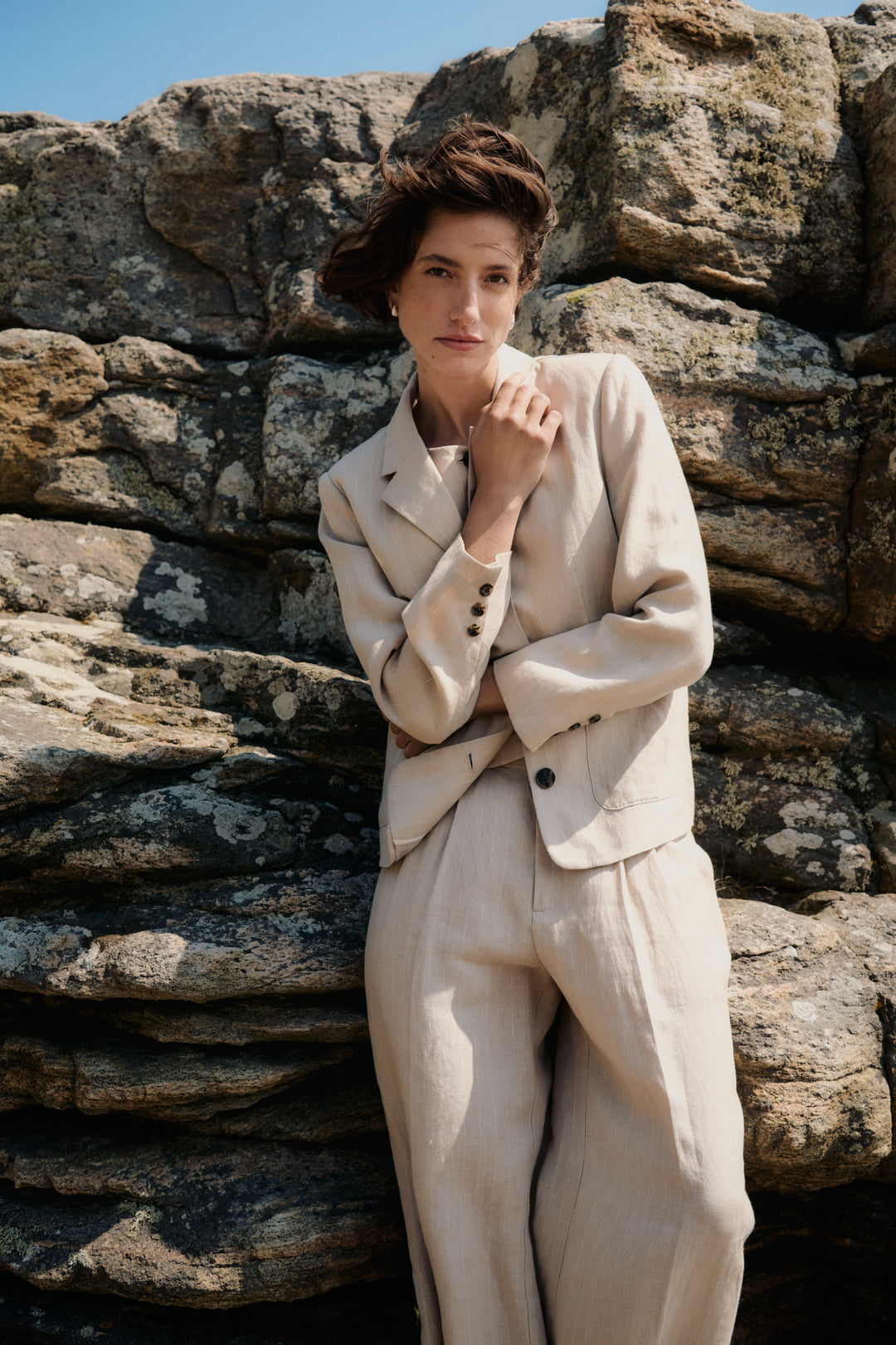 Alita Striped Linen Blazer - Loose fit and relaxed style