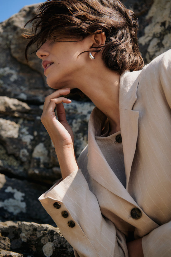 Alita Striped Linen Blazer - Loose fit and relaxed style