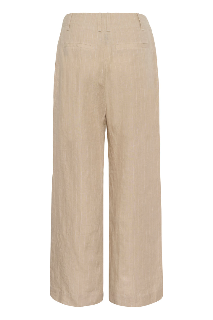 Pantalon en lin à rayures Aliya - Coupe droite et style décontracté