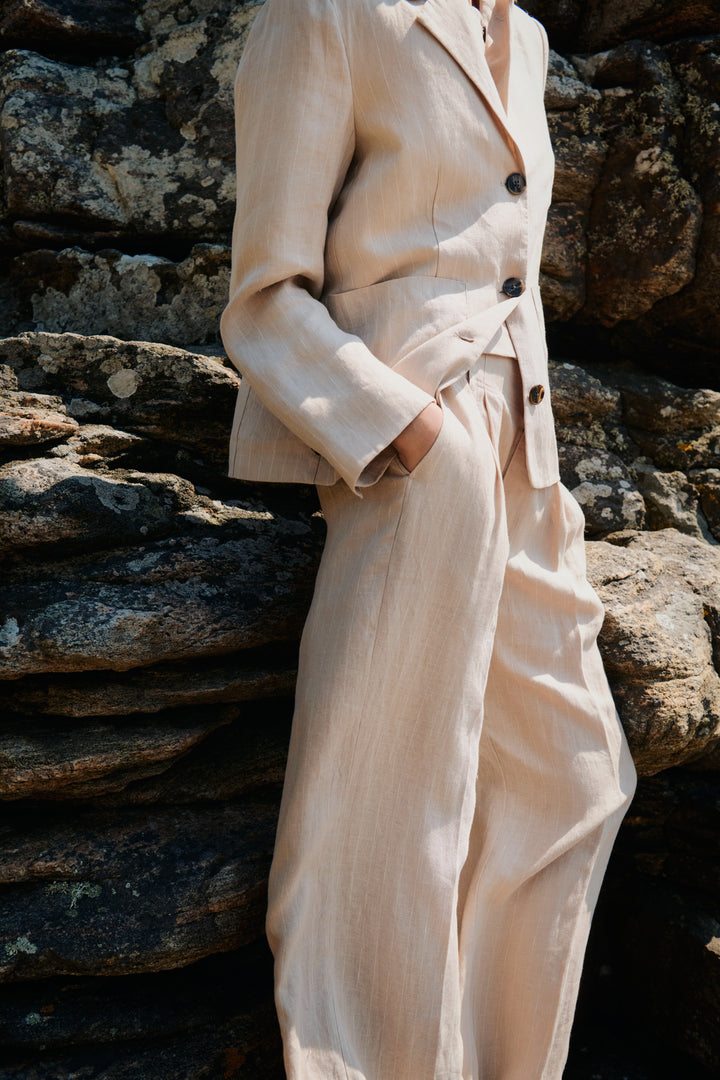 Aliya striped linen trousers - Straight cut and relaxed style