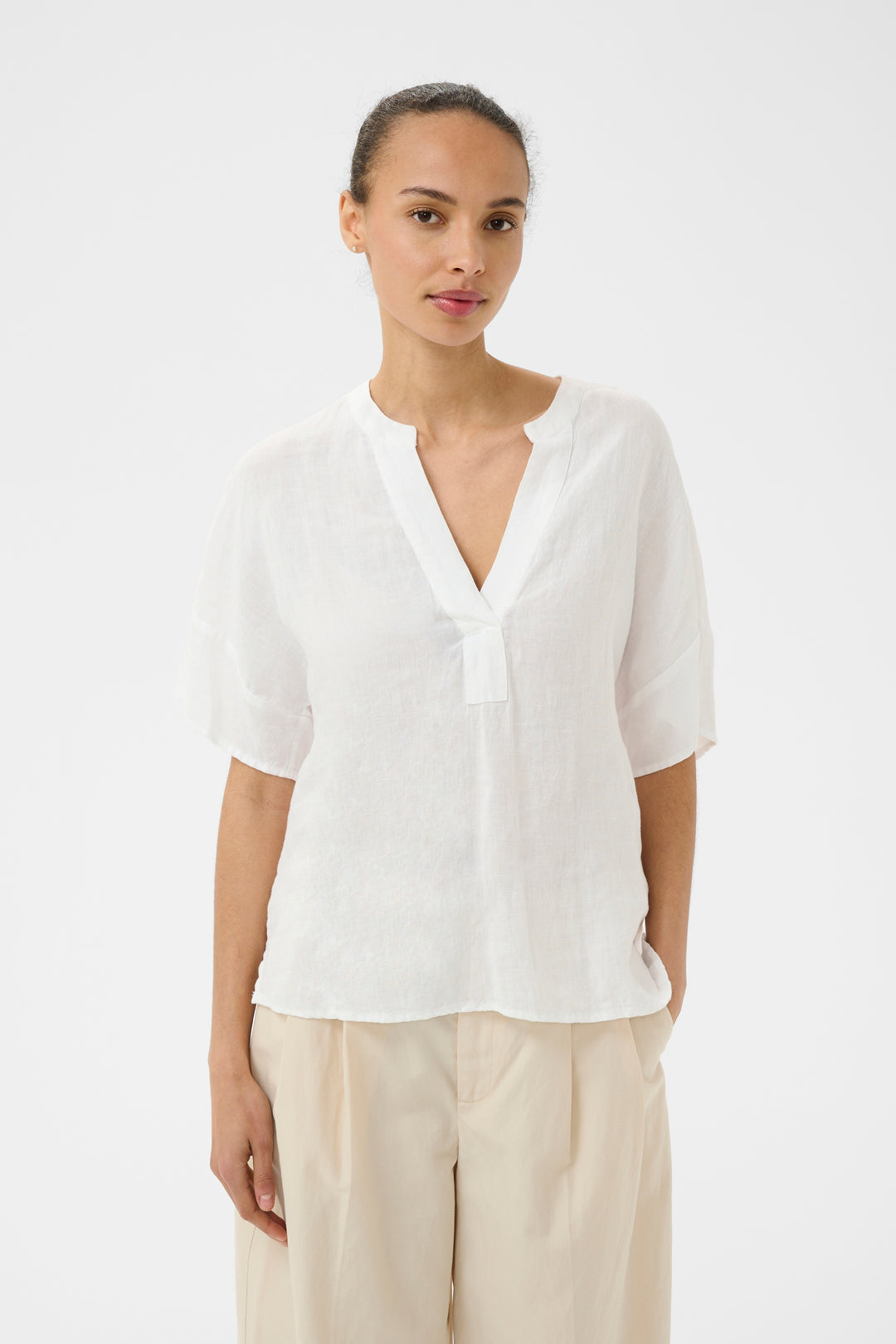 Blouse Brinnie en lin naturel – Léger à manches courtes
