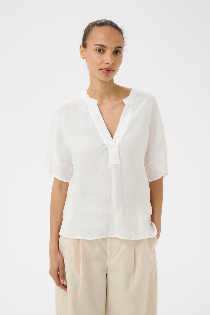 Blouse Brinnie en lin naturel – Léger à manches courtes