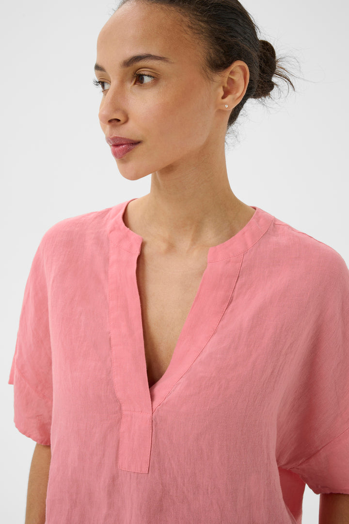 Blouse Brinnie en lin naturel – Léger à manches courtes
