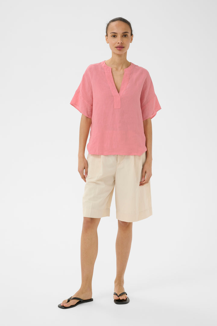 Blouse Brinnie en lin naturel – Léger à manches courtes