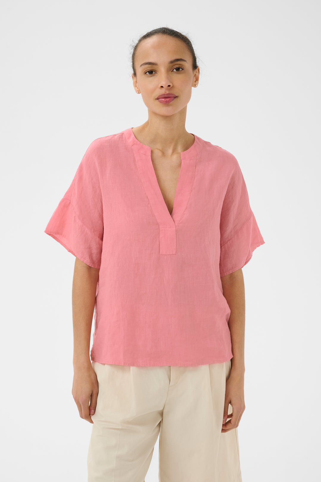 Blouse Brinnie en lin naturel – Léger à manches courtes