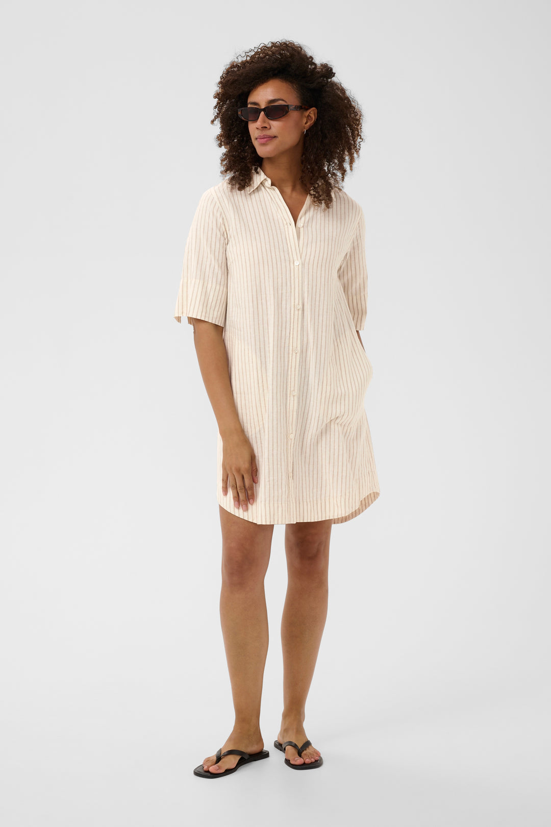 Robe chemise en lin et coton Berrit - Légère et respirante à fines rayures